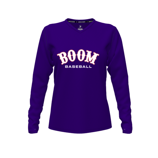 [FTLVCFPP-FYXS-LOGO1] Decker Comfort T-Shirt (Female Youth XS, Purple, V Neck, Logo 1, Long Sleeve)