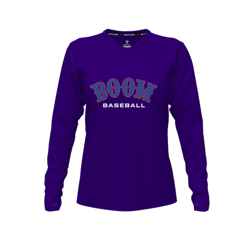 [FTLVCFPP-FYXS-LOGO2] Decker Comfort T-Shirt (Female Youth XS, Purple, V Neck, Logo 2, Long Sleeve)