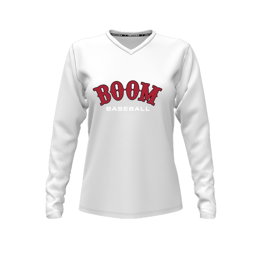 [FTLVPTWH-FYXS-LOGO3] Decker Performance T-Shirt (Female Youth XS, White, V Neck, Logo 3, Long Sleeve)