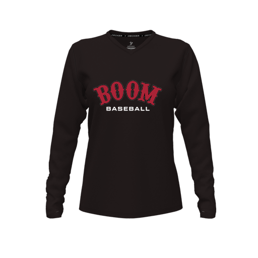 [FTLVPTBK-FYXS-LOGO3] Decker Performance T-Shirt (Female Youth XS, Black, V Neck, Logo 3, Long Sleeve)