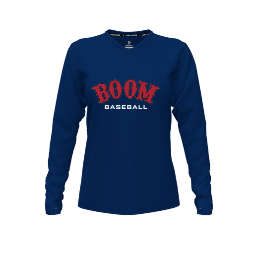 [FTLVPTNV-FYXS-LOGO3] Decker Performance T-Shirt (Female Youth XS, Navy, V Neck, Logo 3, Long Sleeve)